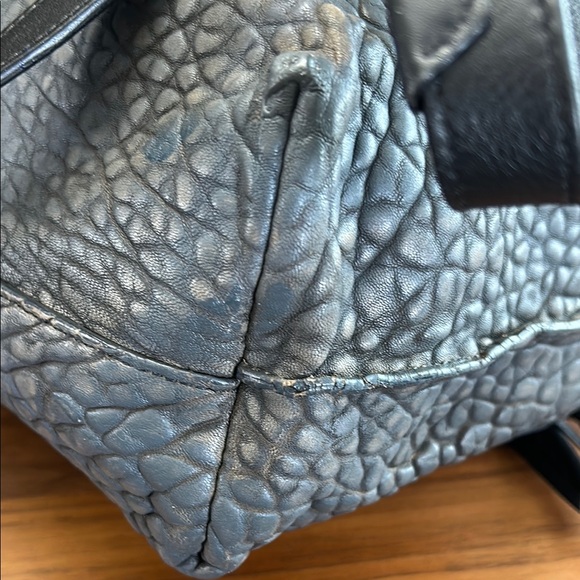Helena Ghisellini Made in Italy Black and Gray Structured Leather Backpack cross main image 14